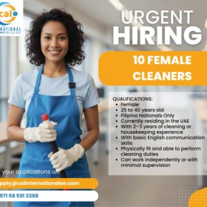 FEMALE ON-CALL CLEANERS (Filipino Nationals Only)